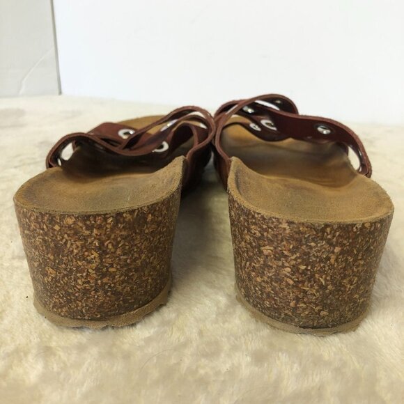 San Giorgio Wine Criss Cross Leather Strap Summer Sandals Size 9 - Picture 5 of 10